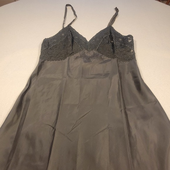 Vintage Fischer Black Nylon Lace Slip Nightgown Size 36 (Small) 1960s Lingerie - Picture 2 of 10